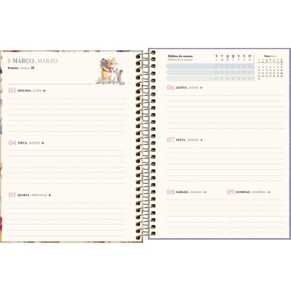 Imagem de Tilibra - Planner Espiral 17,7 x 24 cm Pooh 2025 - Pooh abraços com amigos