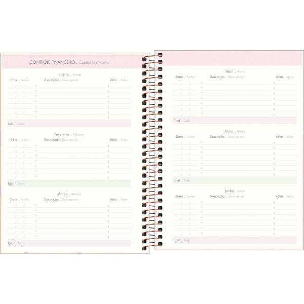 Imagem de Tilibra - Planner Espiral 17,7 x 24 cm Soho 90 G 2025 - Xadrez e Faixa Rosa Adventures