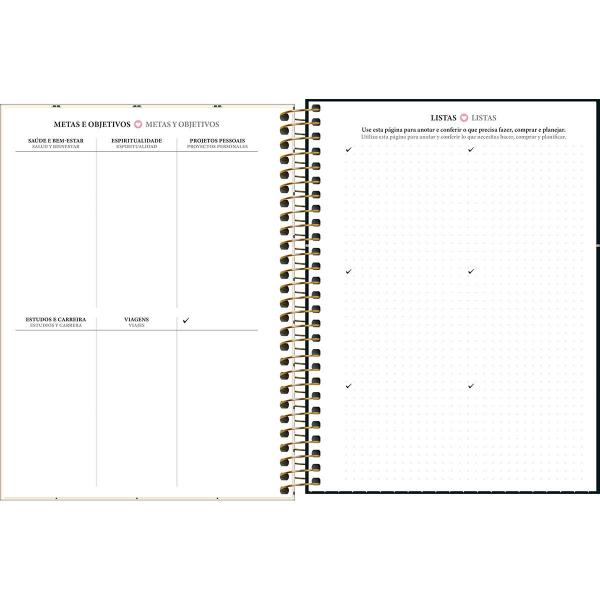 Imagem de Tilibra - Planner Espiral 17,7 x 24 cm West Village 2025 - Listras bege - bolas pretas