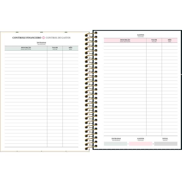 Imagem de Tilibra - Planner Espiral 17,7 x 24 cm West Village 2025 - Listras bege - bolas pretas