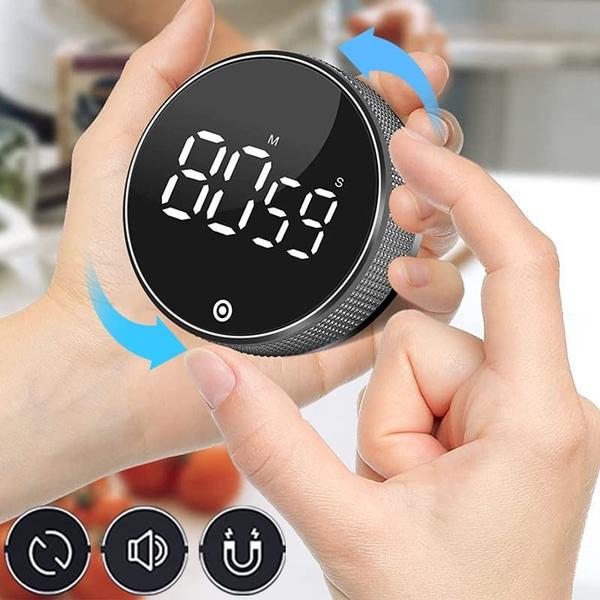 Imagem de Timer Magnético Digital com Alarme e Relógio para Cozinha - Compacto e Portátil