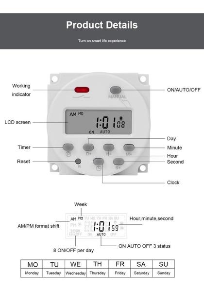 Imagem de Timer Relé Temp Programável 8 Prog X 7 Dias 1.s (24v )