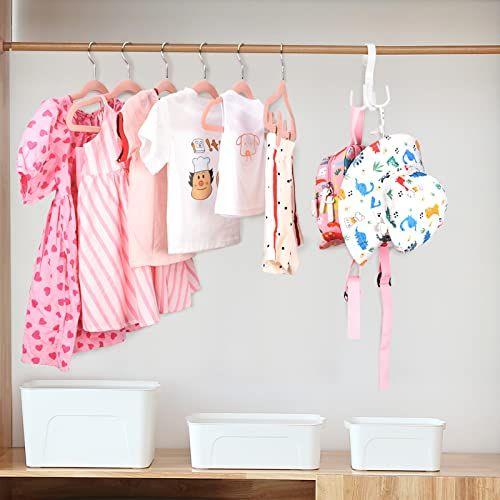 Imagem de Tinfol Pink Kids Cabides de Veludo 60 Pacote, Hangers de Bebê Sem Deslizamento com 8 Clipes de Cabide de Veludo, Espaço Economizando Cabides de roupas ultra finas para roupas infantis, roupas recém-nascidas, roupas de criança