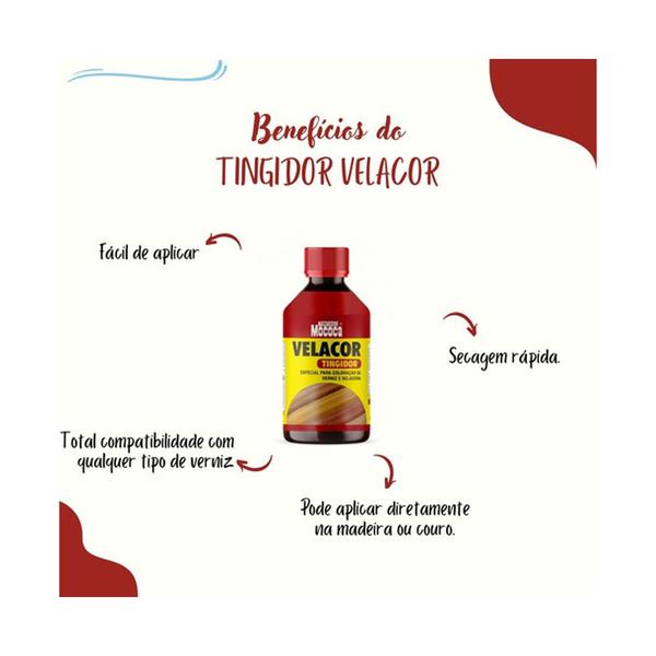 Imagem de Tingidor Velacor Para Madeira Mococa 200ml Cor Nogueira