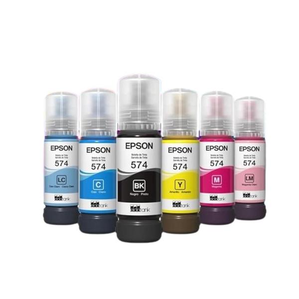 Tinta 574 T574 KIT Com 6 Cores L8050 L18050 (completo) - EPS0N Imagem de Tinta 574 T574 KIT Com 6 Cores L8050 L18050 (completo) - EPS0N