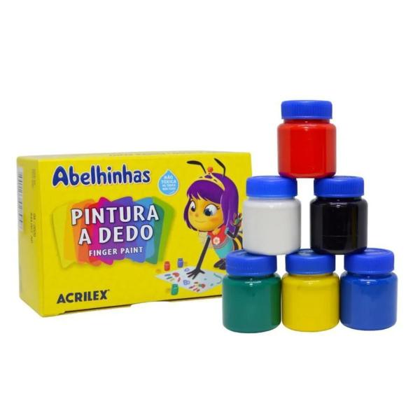 Imagem de Tinta Acrilex Pintura A Dedo 06 Cores 30ml Cada