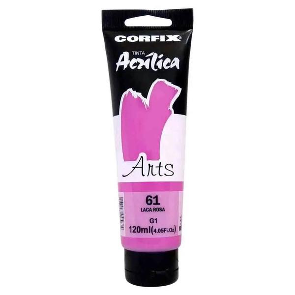 Imagem de Tinta Acrílica Corfix Arts 120ml Laca Rosa 61 Gr 1