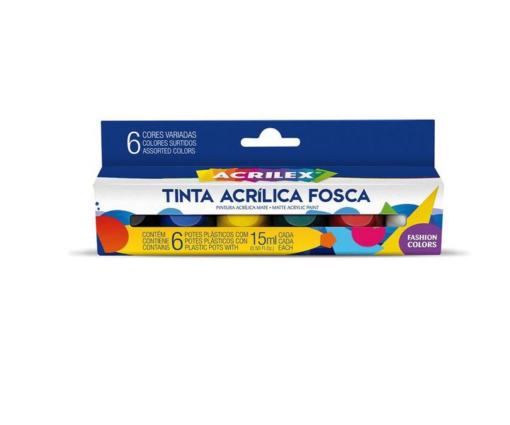 Imagem de Tinta Acrílica FOSCA  Acrilex - Kit 6 Potes 15 Ml