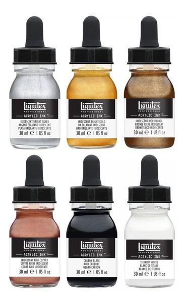 Imagem de Tinta Acrílica Ink Liquitex 06 Cores Metálicas 30ml