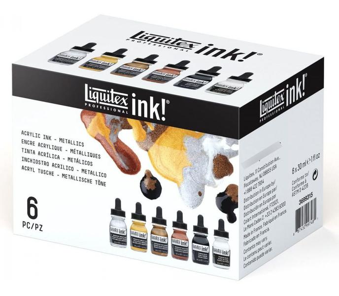 Imagem de Tinta Acrílica Ink Liquitex 06 Cores Metálicas 30ml