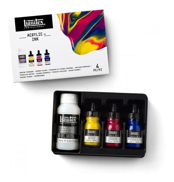 Imagem de Tinta Acrílica Líquida 30ml 04 Peças Cores Primária Liquitex