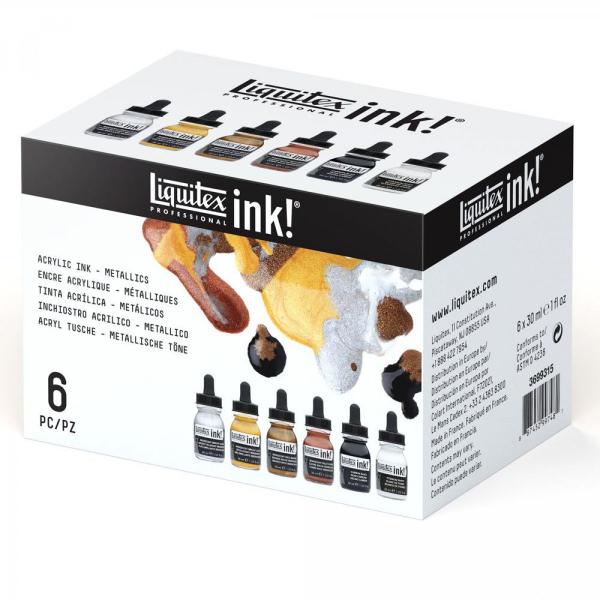 Imagem de Tinta Acrílica Líquida Ink Liquitex 30ml 06 Cores Metálicas