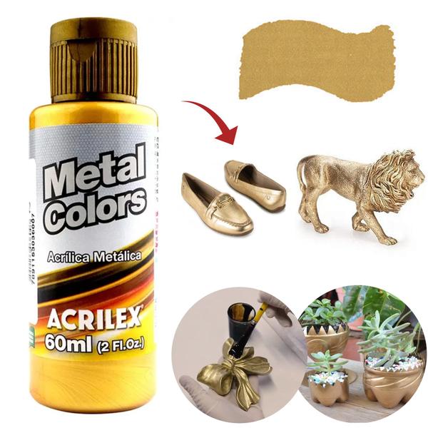 Imagem de Tinta Acrílica Metal Colors Dourado Ouro 532 Acrilex 60ml