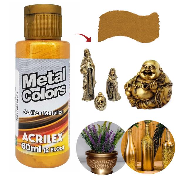 Imagem de Tinta Acrílica Metal Colors Dourado Solar 598 Acrilex 60ml