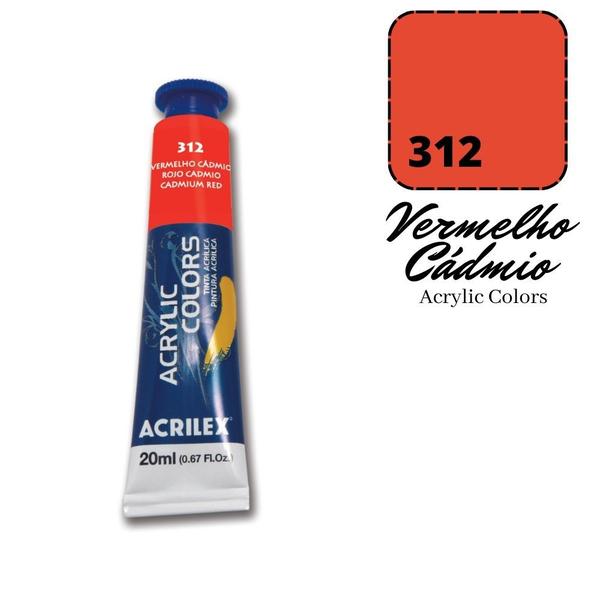 Imagem de Tinta Acrylic Colors Acrilex 20ml 312 Vermelho de Cádmio