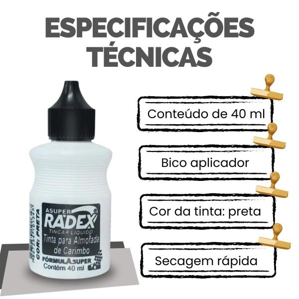 Imagem de Tinta Almofada para Carimbo Preta 40ml Alto Rendimento