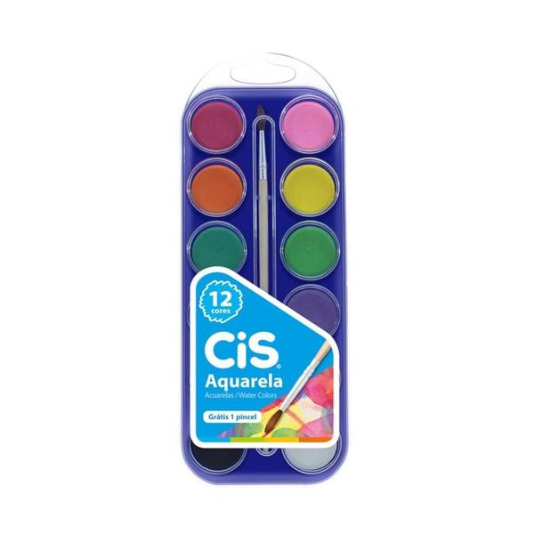 Tinta Aquarela 12 Cores CiS Imagem de Tinta Aquarela 12 Cores CiS