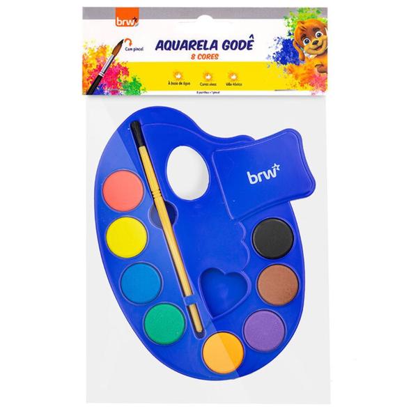 Tinta Aquarela Brw Gode 8 Pastilhas 1 Pincel Imagem de Tinta Aquarela Brw Gode 8 Pastilhas 1 Pincel
