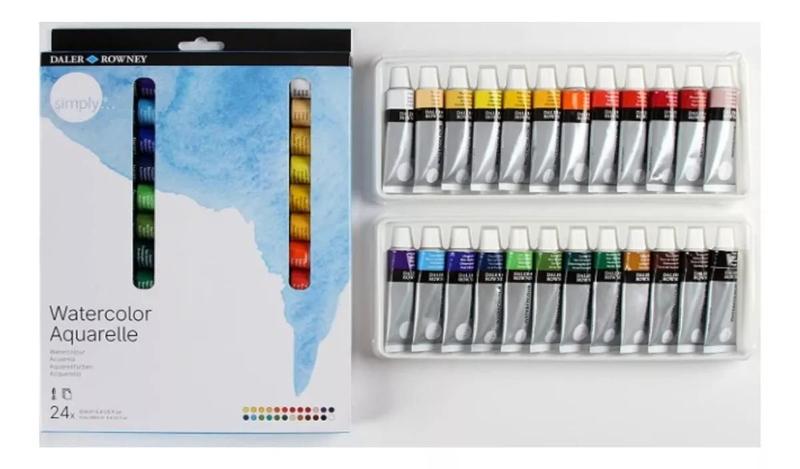 Imagem de Tinta Aquarela em Tubo Simply Estojo 24  Cores Daler Rowney