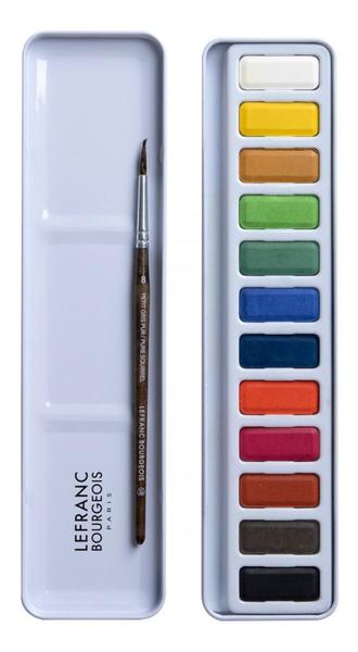 Imagem de Tinta Aquarela Lefranc & Bourgeois 12 Cores Pastilha