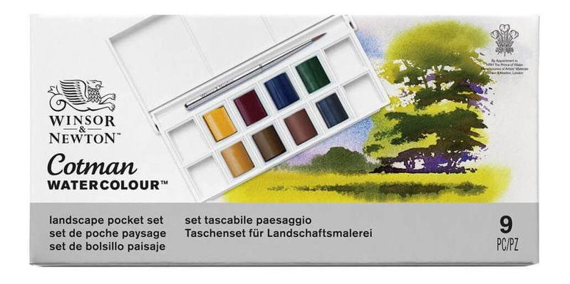 Imagem de Tinta Aquarela Pastilha Winsor Cotman 8 Cores Landscape