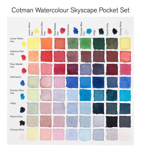 Imagem de Tinta Aquarela Pastilha Winsor Cotman 8 Cores Skyscape