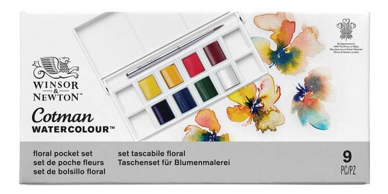 Imagem de Tinta Aquarela Pastilha Winsor Newton Cotman 8 Cores Floral