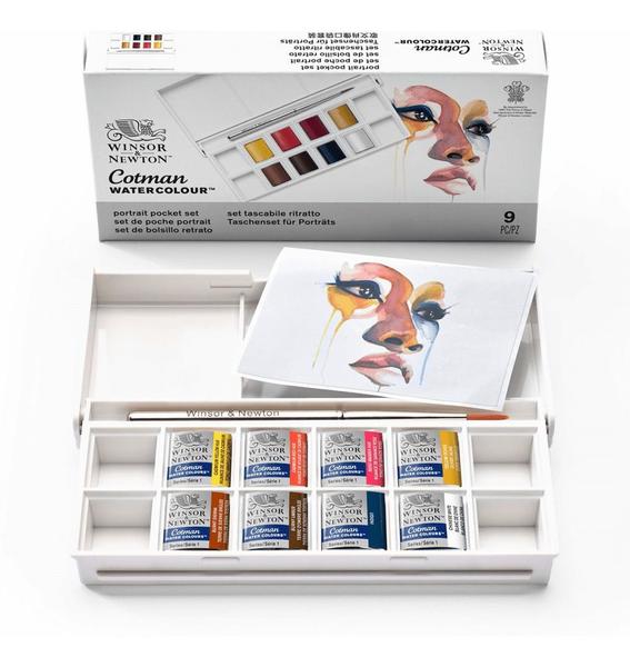 Imagem de Tinta Aquarela Pastilha Winsor Newton Cotman 8 Cores Retrato