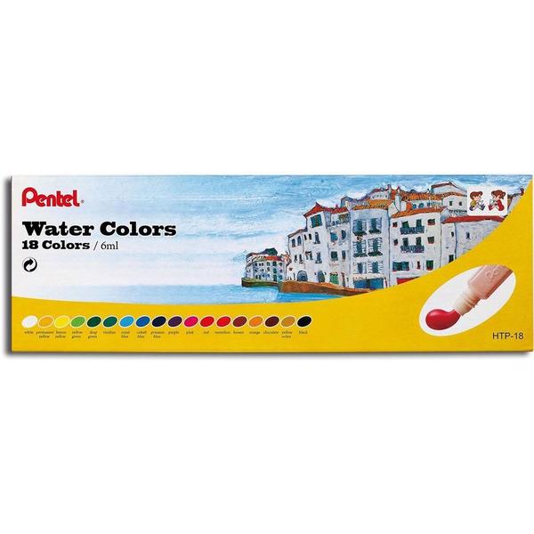 Imagem de Tinta Aquarela Pentel Water Colours 18 Cores Base de Água HTP-18B