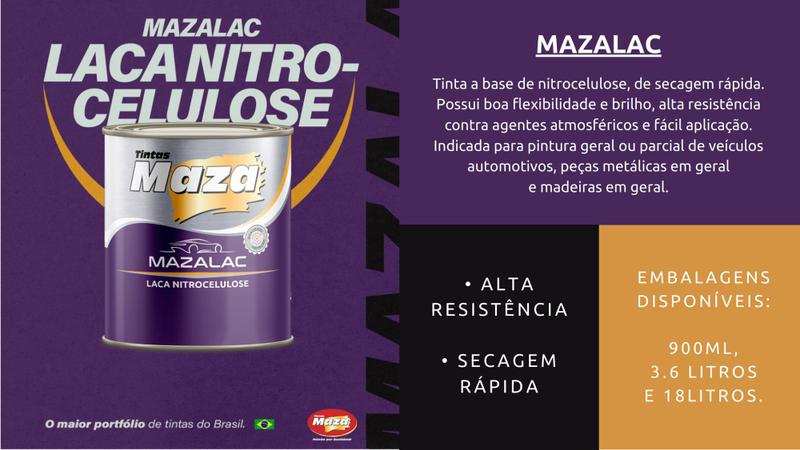 Imagem de Tinta Automotiva Mazalac Preto Fosco Duco 900ML Maza