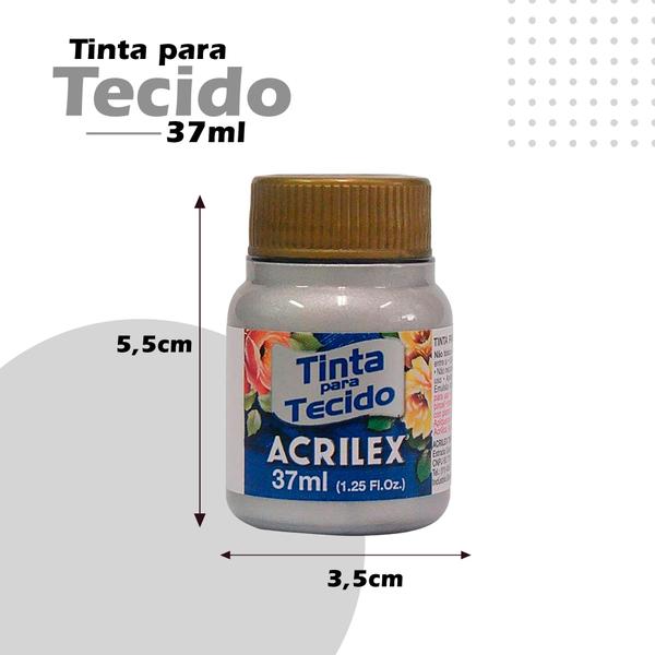 Imagem de Tinta de Tecido 37ML Metálica Prata Acrilex Para Artesanato