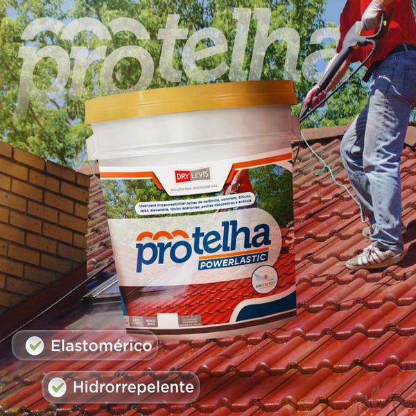 Tinta Elástico Impermeabilizante Para Telhados Protelha Powerlastic 3,6Kg - Drylevis Imagem de Tinta Elástico Impermeabilizante Para Telhados Protelha Powerlastic 3,6Kg - Drylevis