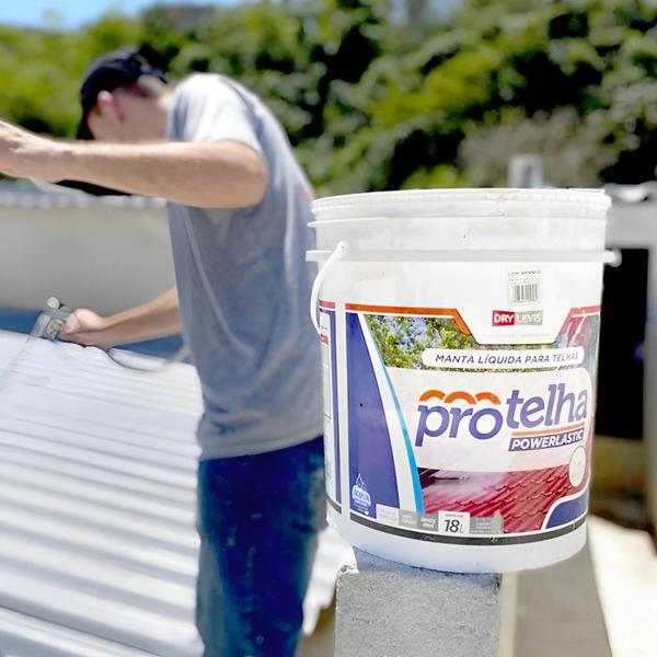 Tinta Elástico Impermeabilizante Para Telhados Protelha Powerlastic 3,6Kg - Drylevis Imagem de Tinta Elástico Impermeabilizante Para Telhados Protelha Powerlastic 3,6Kg - Drylevis