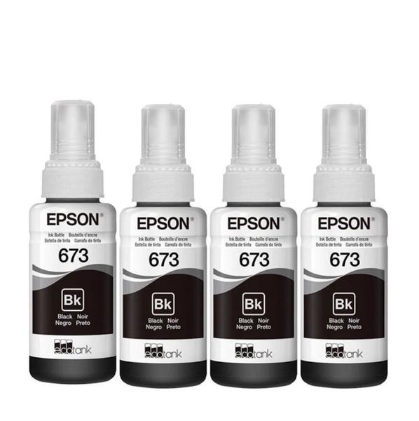 Imagem de Tinta eps0n 673 kit com 4 pretas l800 l805 l810 l850