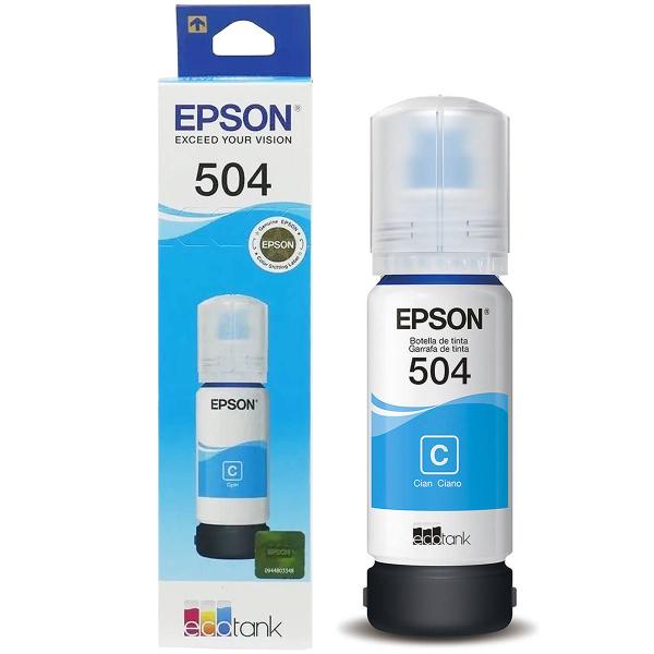 Tinta Epson 504 T504220 T504220AL Cianol para Ecotank L4150 L4160 L6191 L6161 L6171 Refil de 70ml Imagem de Tinta Epson 504 T504220 T504220AL Cianol para Ecotank L4150 L4160 L6191 L6161 L6171 Refil de 70ml