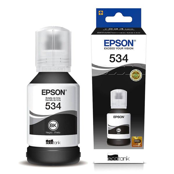 Tinta Epson 534 T534120 T534120AL Preto Original para EcoTank M1120 M1180 M2140 M2170 M3180 120ml Imagem de Tinta Epson 534 T534120 T534120AL Preto Original para EcoTank M1120 M1180 M2140 M2170 M3180 120ml