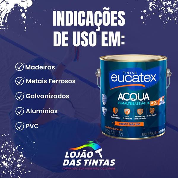 Imagem de Tinta Esmalte Acetinado Acqua Metal Madeira Eucatex 3,6L 6 Cores