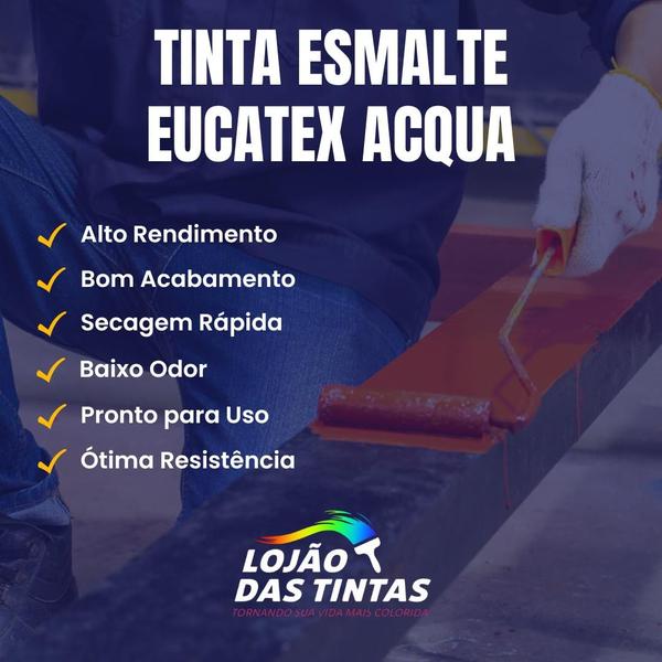 Imagem de Tinta Esmalte Acetinado Acqua Metal Madeira Eucatex 3,6L 6 Cores