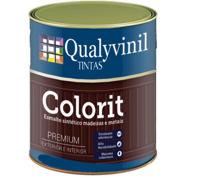 Imagem de Tinta Esmalte Base de Água Para Madeiras e Metais  Colorit  Premium Qualyvinil 900 ML