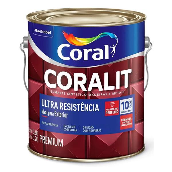 Imagem de Tinta Esmalte Coralit Alto Brilho Platina 3,6 Litros Coral