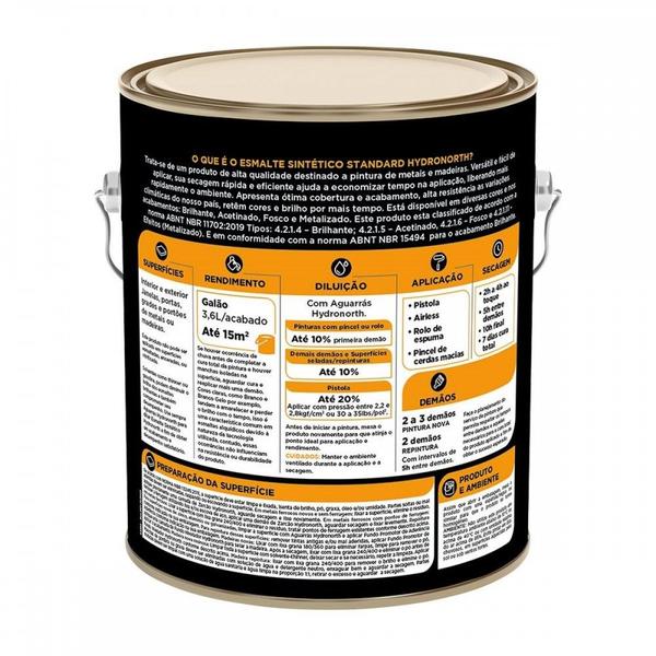 Imagem de Tinta Esmalte Hydronorth Standard Metalizado Para Metais E Madeiras 3,6L Aluminio 00043398