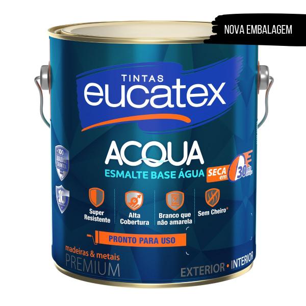 Imagem de Tinta Esmalte Madeira Metal PVC Alumínio Base Água Brilhante Acqua 3,6L Eucatex - Gelo