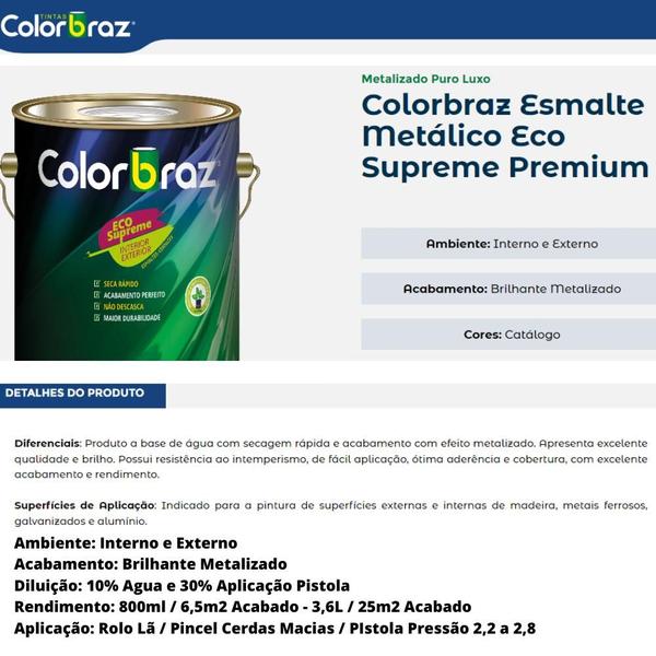 Imagem de Tinta Esmalte Metalico Base Agua Eco Supreme Castanho - Colorbraz