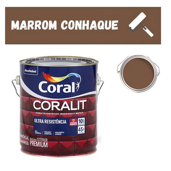 Imagem de Tinta Esmalte Sintético Alto Brilho Exterior Coralit 3,6L Marrom Conhaque