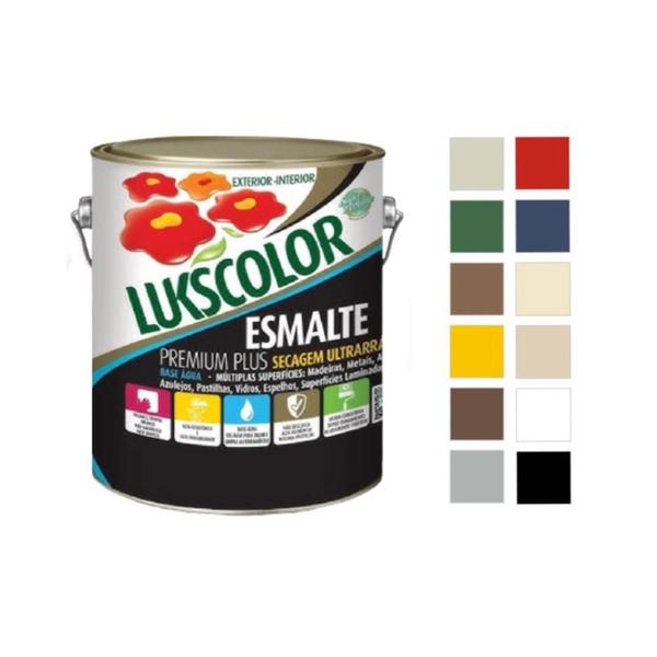 Imagem de Tinta Esmalte Sintético Base Água 3,6l Lukscolor Cores Galão