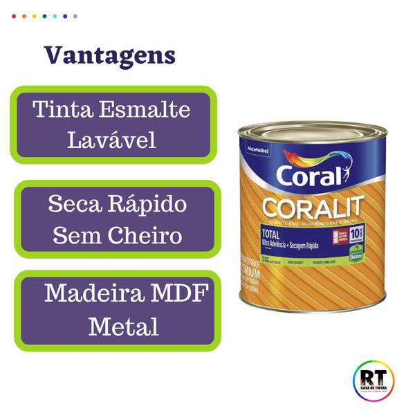 Imagem de Tinta Esmalte Sintético Base Água Cor Azul Tiffany 800ml Coral Coralit Total Zero Brilhante p/Madeiras e Metais e Pintura em Artesanato de MDF.