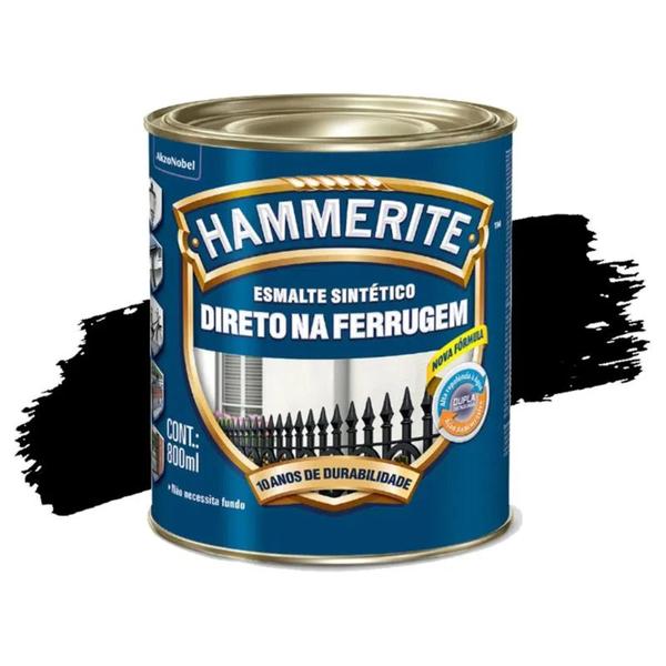 Imagem de Tinta Esmalte Sintético Brilhante Hammerite - Direto na Ferrugem 900ml / 800ml