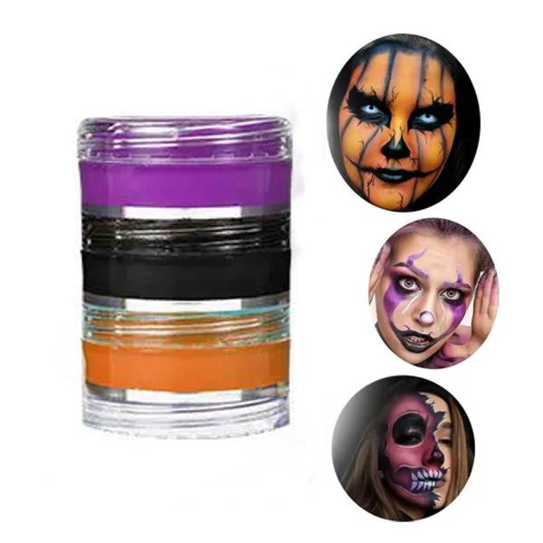 Imagem de Tinta Facial C/3 cores Cremosa Maquiagem Artística Halloween