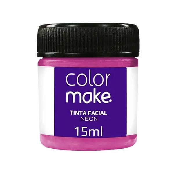 Imagem de Tinta Facial Color Make Liquida Pink Neon 15ml Luz Negra