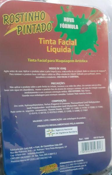 Imagem de Tinta Facial Líquida Maquiagem Artística 6 Cores + Pincel